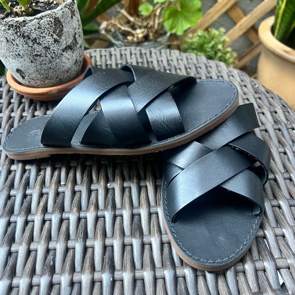 Madewell The Boardwalk Woven Slide Black Sandals size 7 - Picture 4 of 9